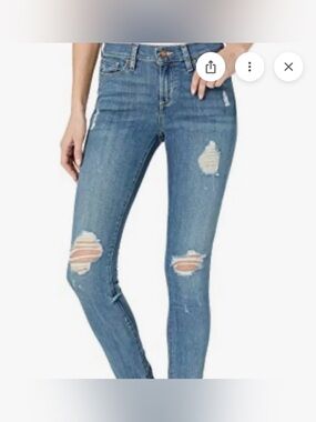 Buffalo David Bitton Blue Distressed Curvy Fit Skinny Jeans - Women